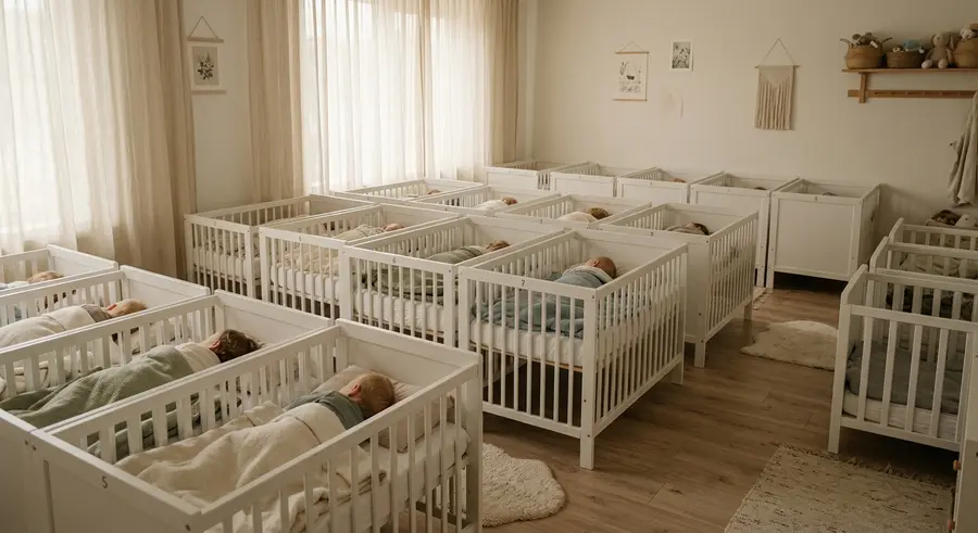 Slaapkamer met witte bedjes