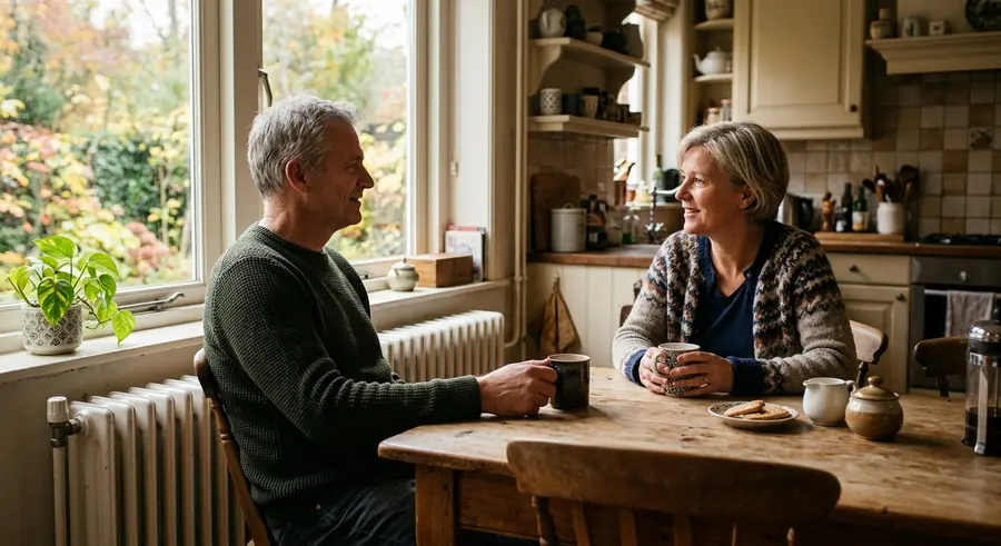 Ellen en Joost Brinkman aan de keukentafel