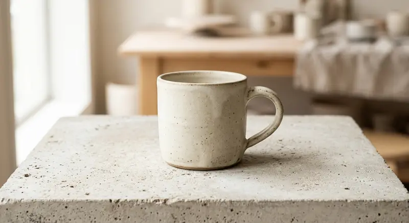 Stoneware mok in gebroken wit