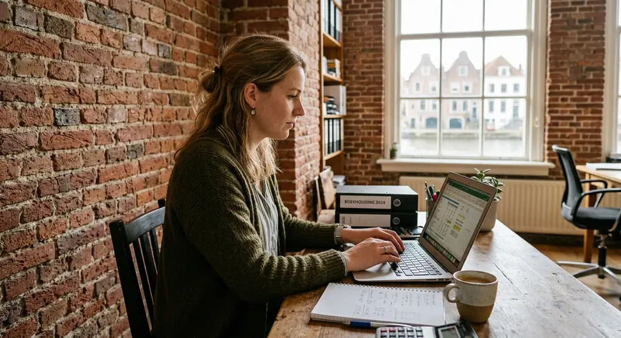 Lotte Brinkman achter haar laptop
