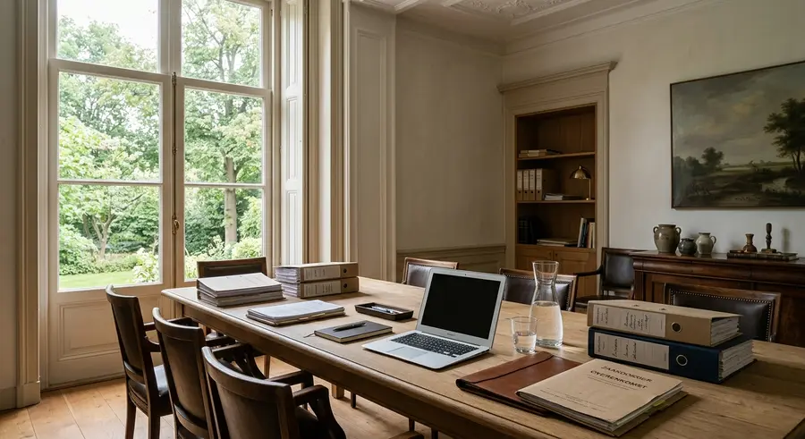 Spreekkamer met dossiers op tafel