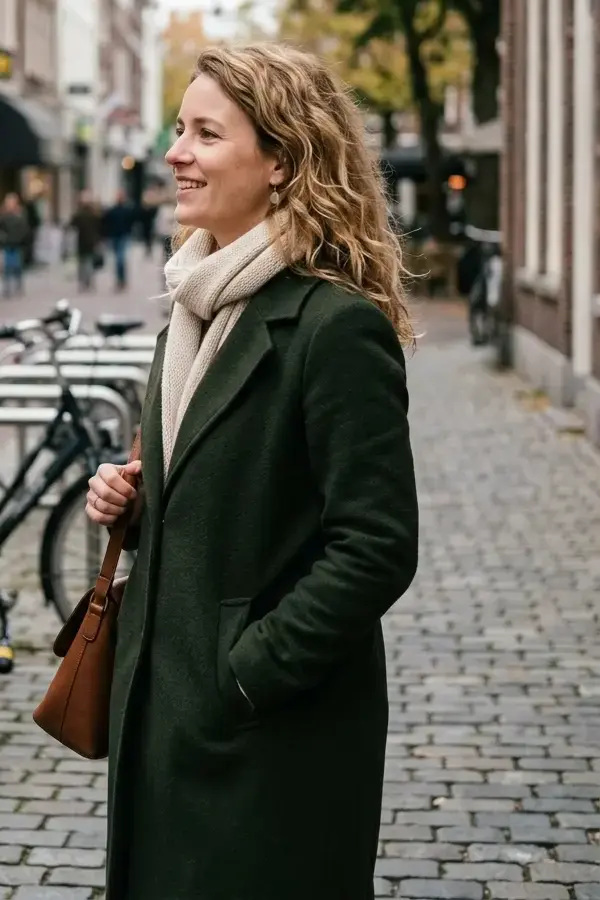 Marloes Peters in een straat in Nijmegen