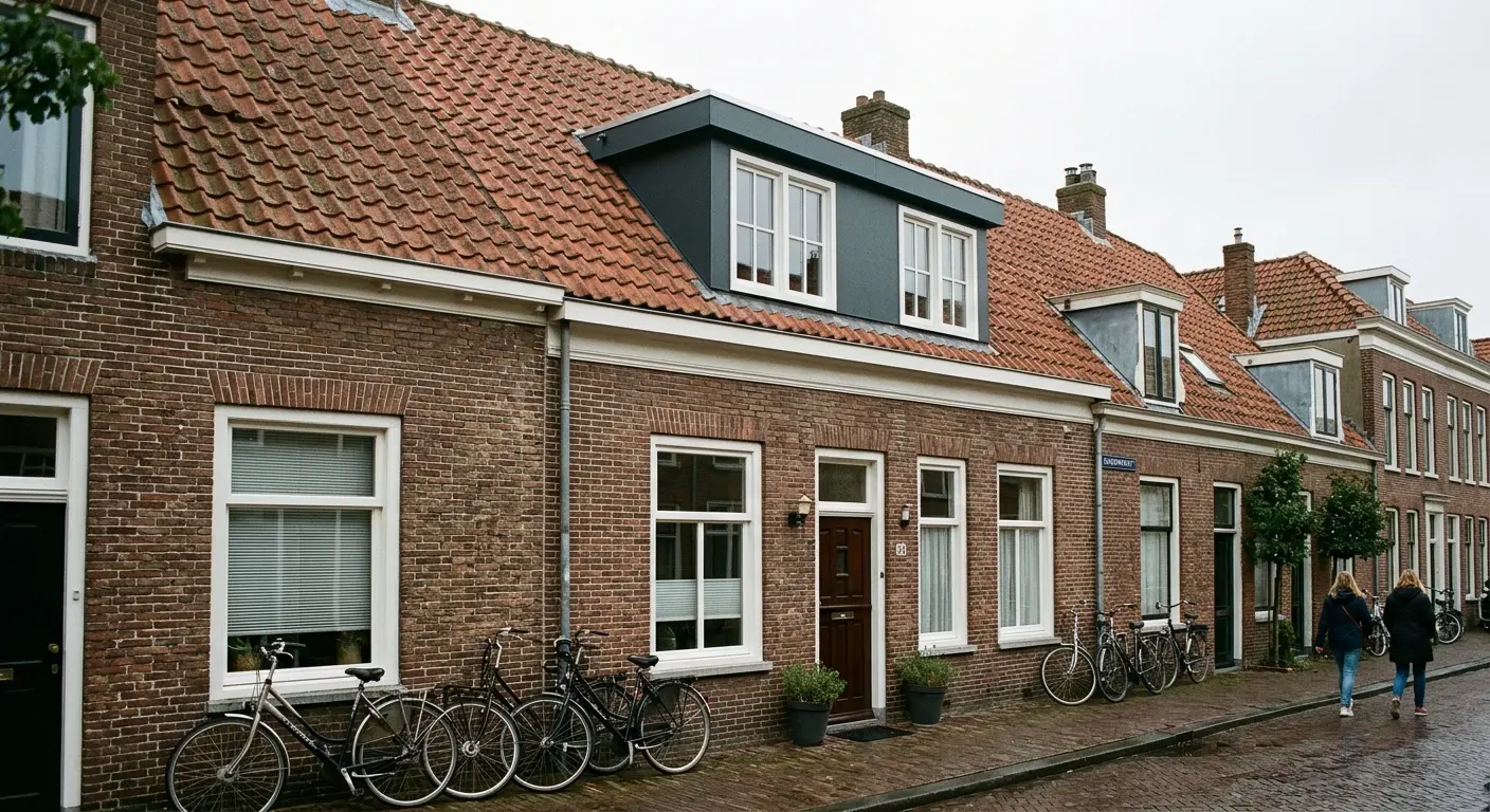 Rijtjeshuis in Delft met nieuwe antraciet dakkapel