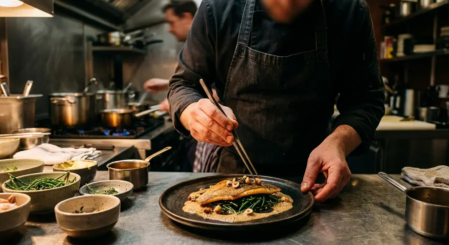 Chef Joris Wellink dresseert schol met bruine boter