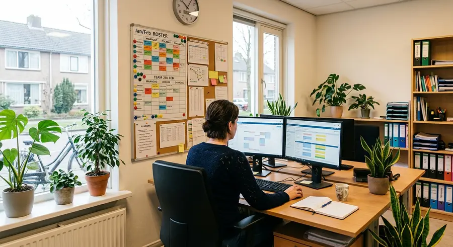 Planner van Zorggroep Salland Thuis aan het werk op kantoor