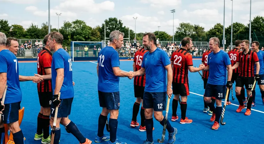 Veteranen geven elkaar een hand na de wedstrijd