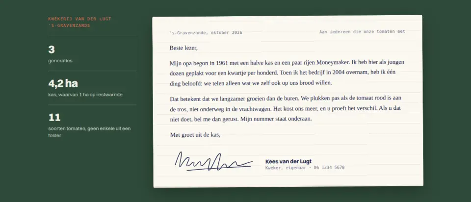 Brief van de oprichter