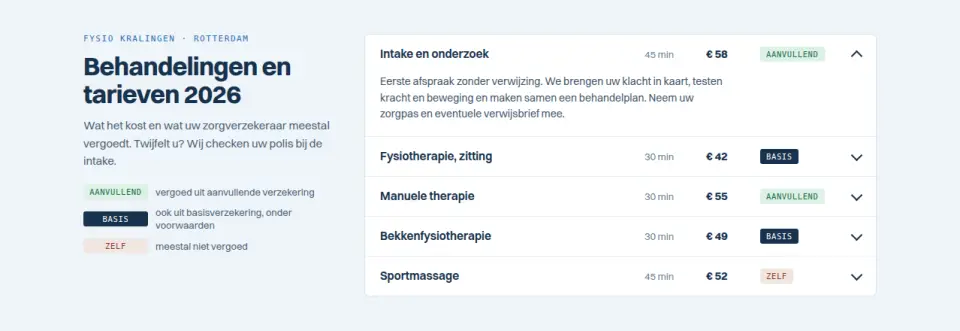 Behandelingen met vergoeding