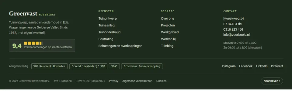 Complete Nederlandse footer