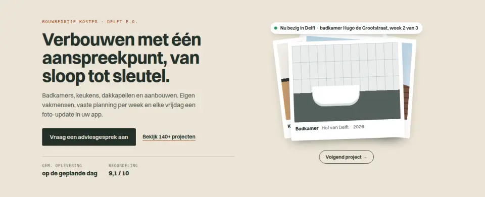 Hero met gestapelde projectstrip