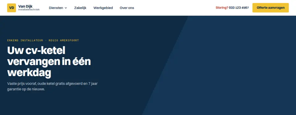 Megamenu met uitgelichte case