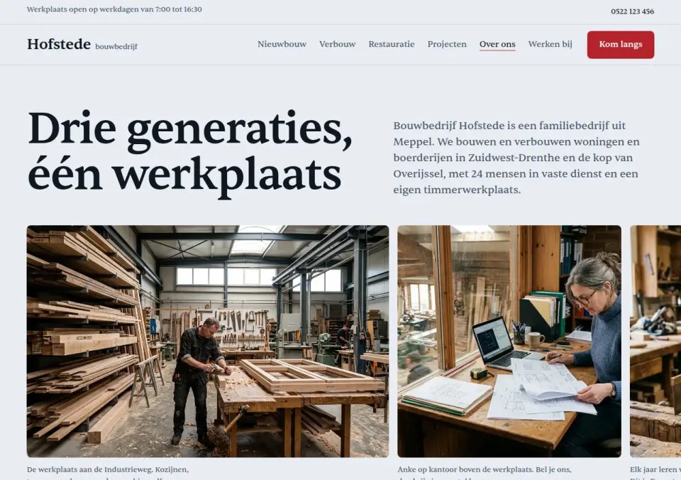 Over ons-pagina · Bouwbedrijf Hofstede, Meppel