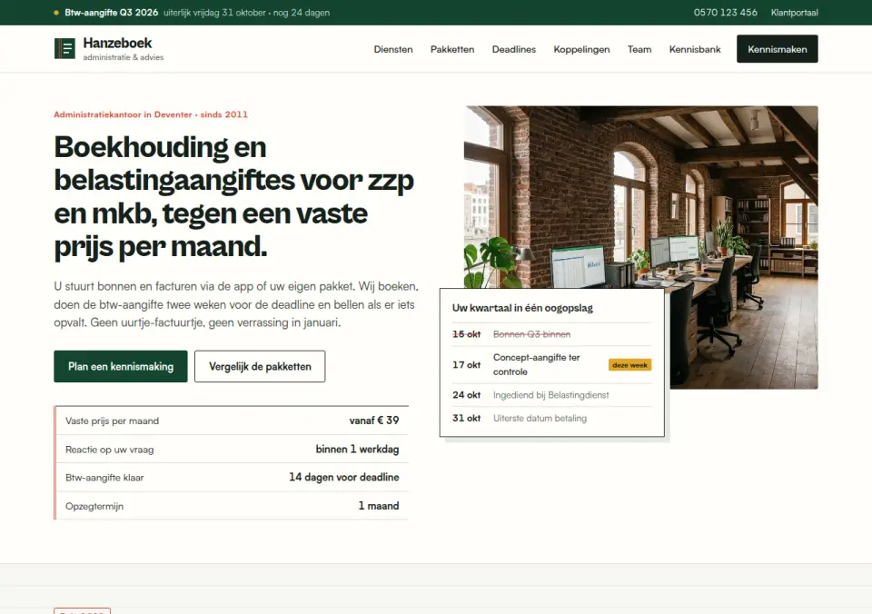 Hanzeboek Administratie & Advies · accountancy, Deventer
