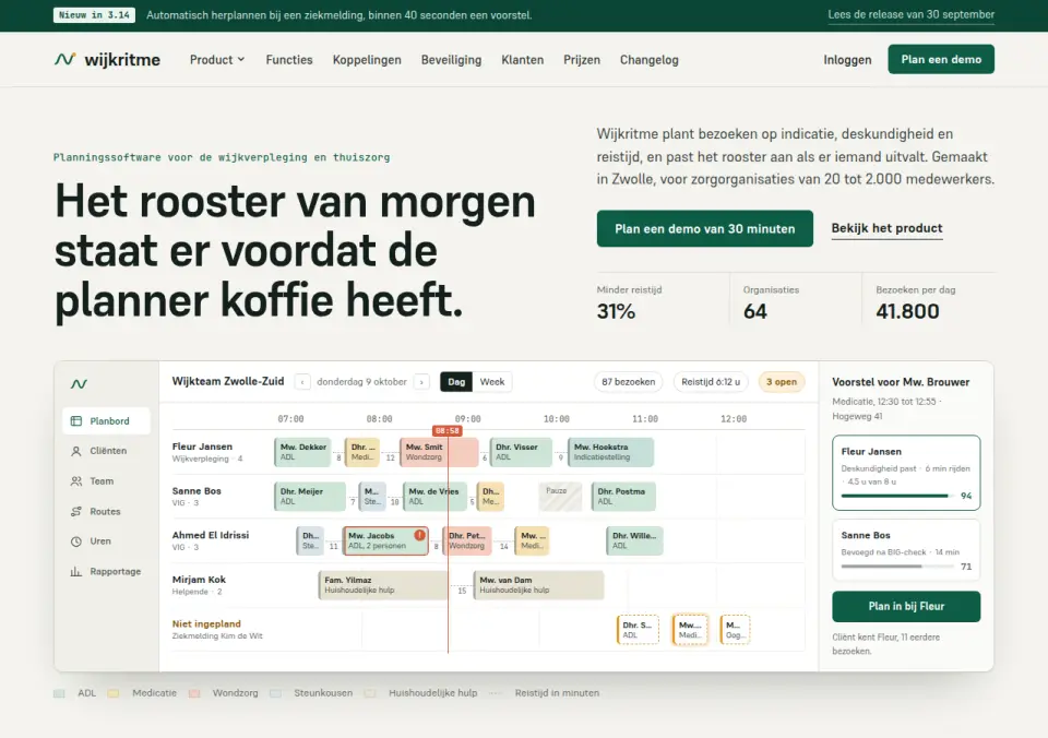 Wijkritme · planningssoftware thuiszorg, Zwolle
